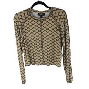 Forever 21 Beige & Black Baddie Long Sleeve Crop Top 1X